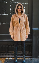 MID- LENGHT HOODED FUR COAT