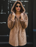 MID- LENGHT HOODED FUR COAT